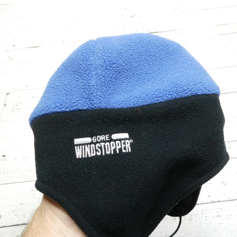 The North Face Hat Trapper Fitted Mens M Blue Black Gore Windstopper Fleece